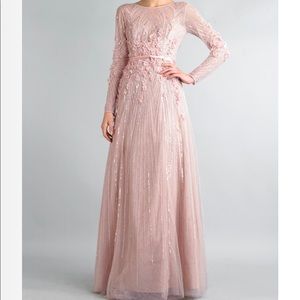 Basix black label blush pink gown. Beaded and floral details